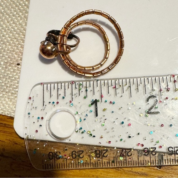 Vintage copper concentric circles dangling hoop earrings clip on - Picture 5 of 7
